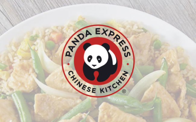 Panda Express logo at Palouse Place overlaid on image of string bean chicken