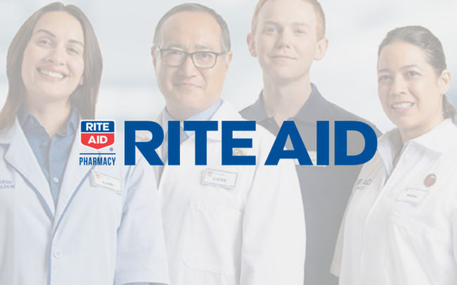 Rite Aid logo for Palouse Place overlaid on four pharmacists in a row
