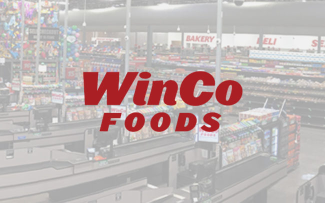 WinCo Foods interior store view with checkout lines and full shelves