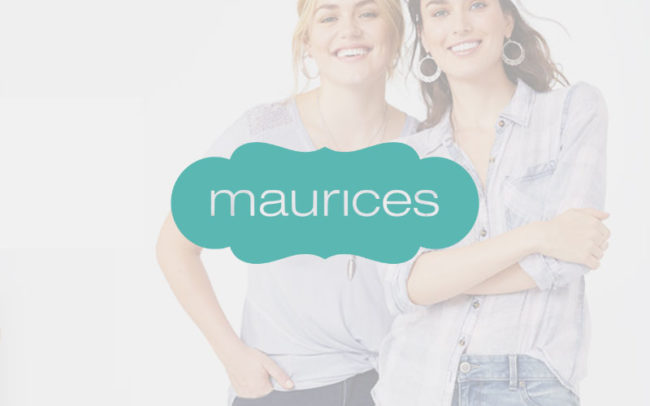 Maurices logo at Palouse Place overlaid on image of two women dressed in buttoned shirts and jeans