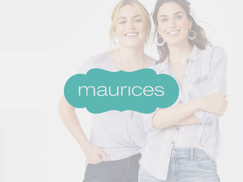 Maurices logo at Palouse Place overlaid on image of two women dressed in buttoned shirts and jeans